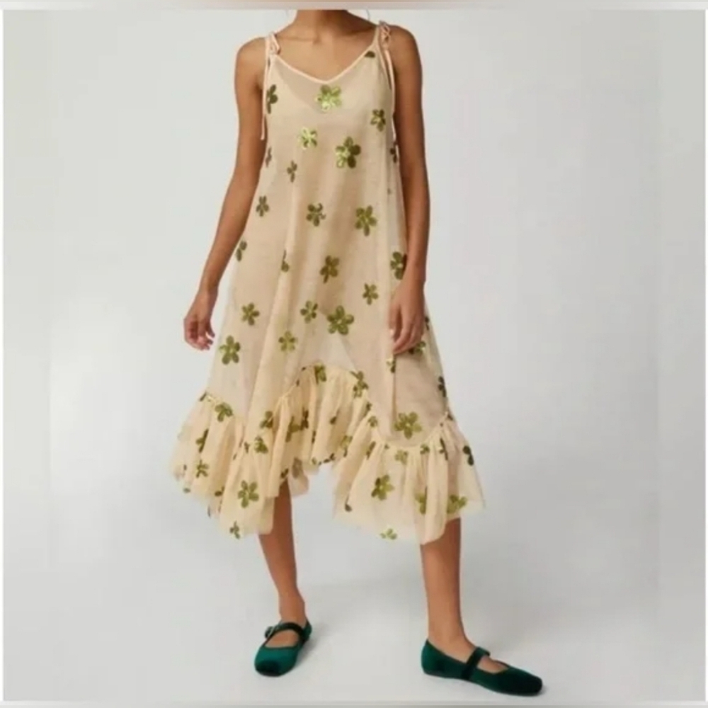 UO Everly Semi-Sheer Sequin Midi Dress